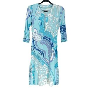 Emilio Pucci Blue and White Midi Dress